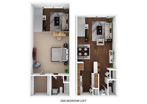 1 bed 1.5 bath floor plan Franklin at Fox Run Apartments